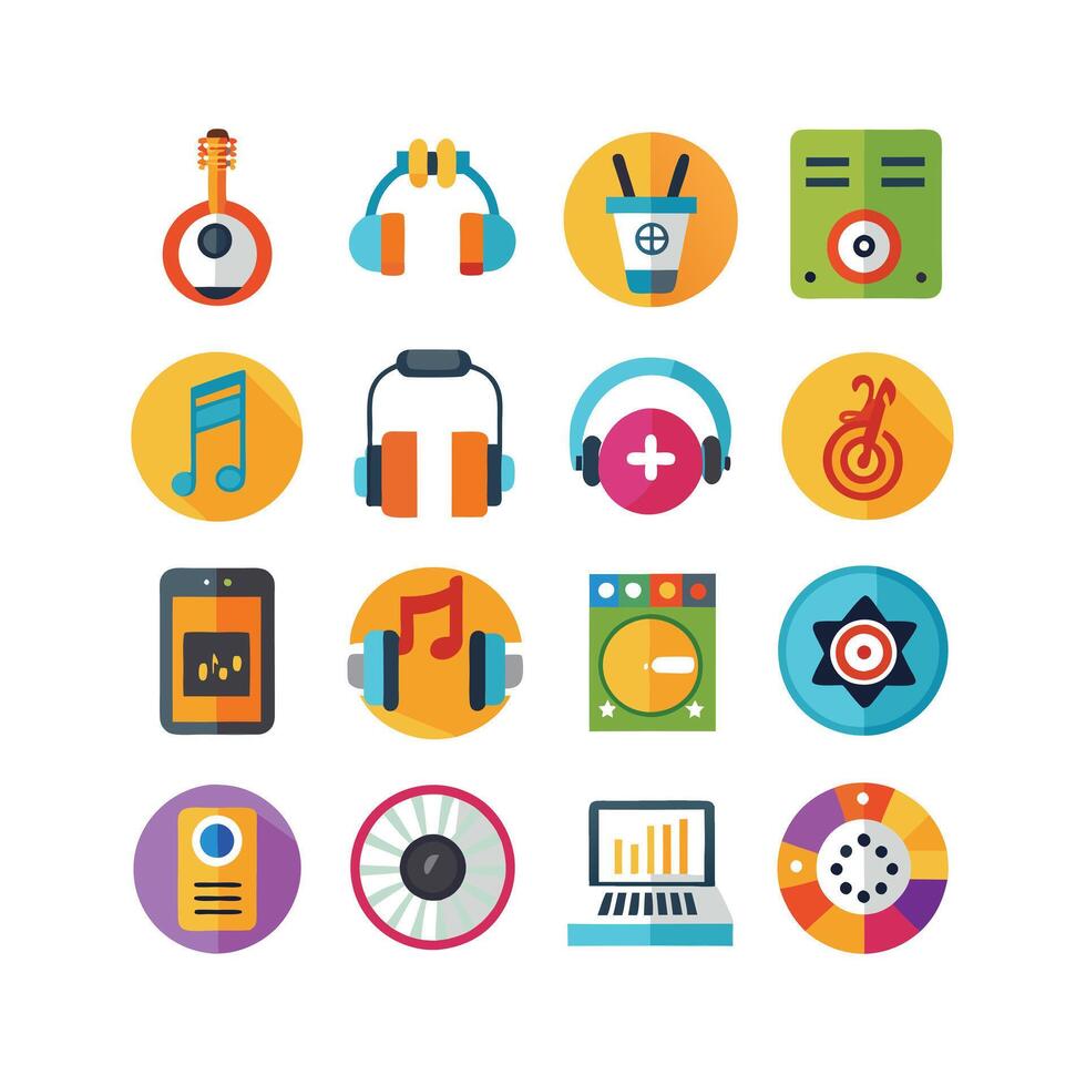 Music and Entertainment Icon Set Collection Illustration vector