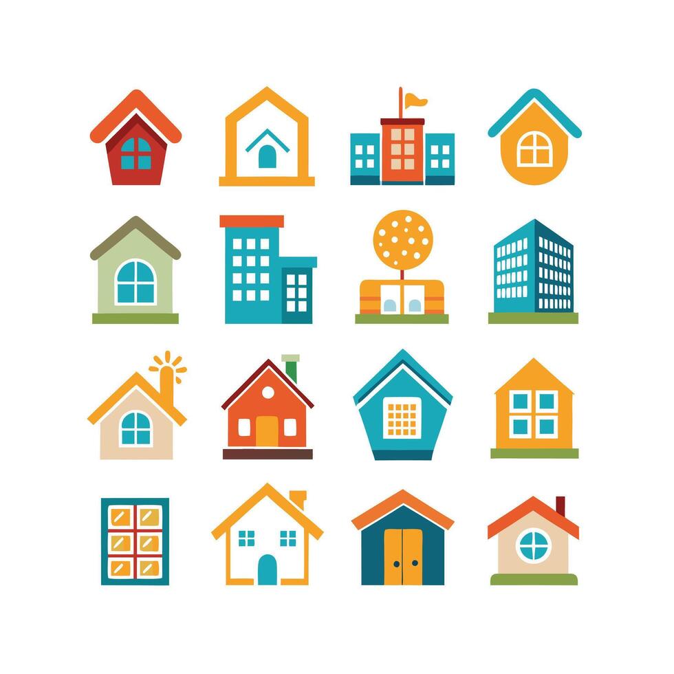 Home and Real Estate Icon Set Collection Illustration vector