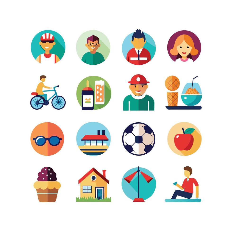 Lifestyle and Leisure Icon Set Collection Illustration vector