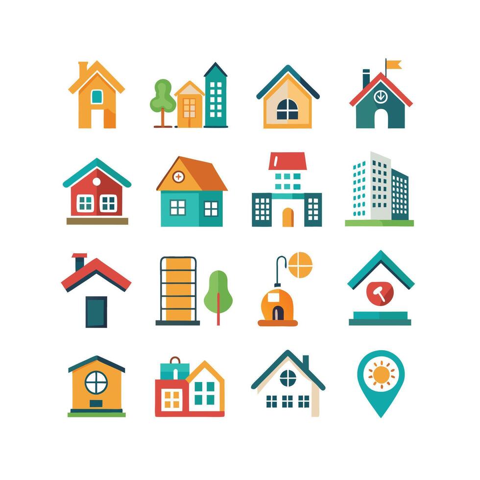Home and Real Estate Icon Set Collection Illustration vector