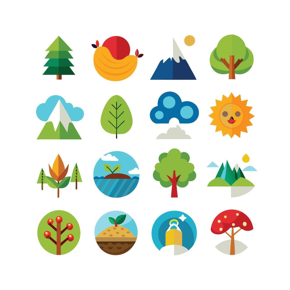 Nature Icon Set Collection Illustration vector