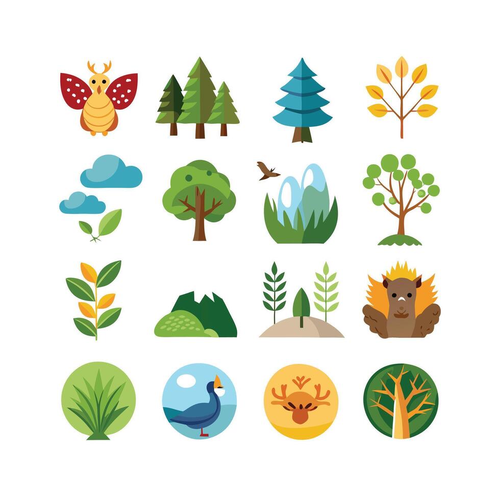 Nature Icon Set Collection Illustration vector