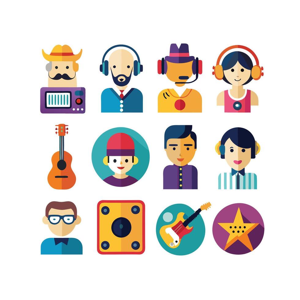 Music and Entertainment Icon Set Collection Illustration vector