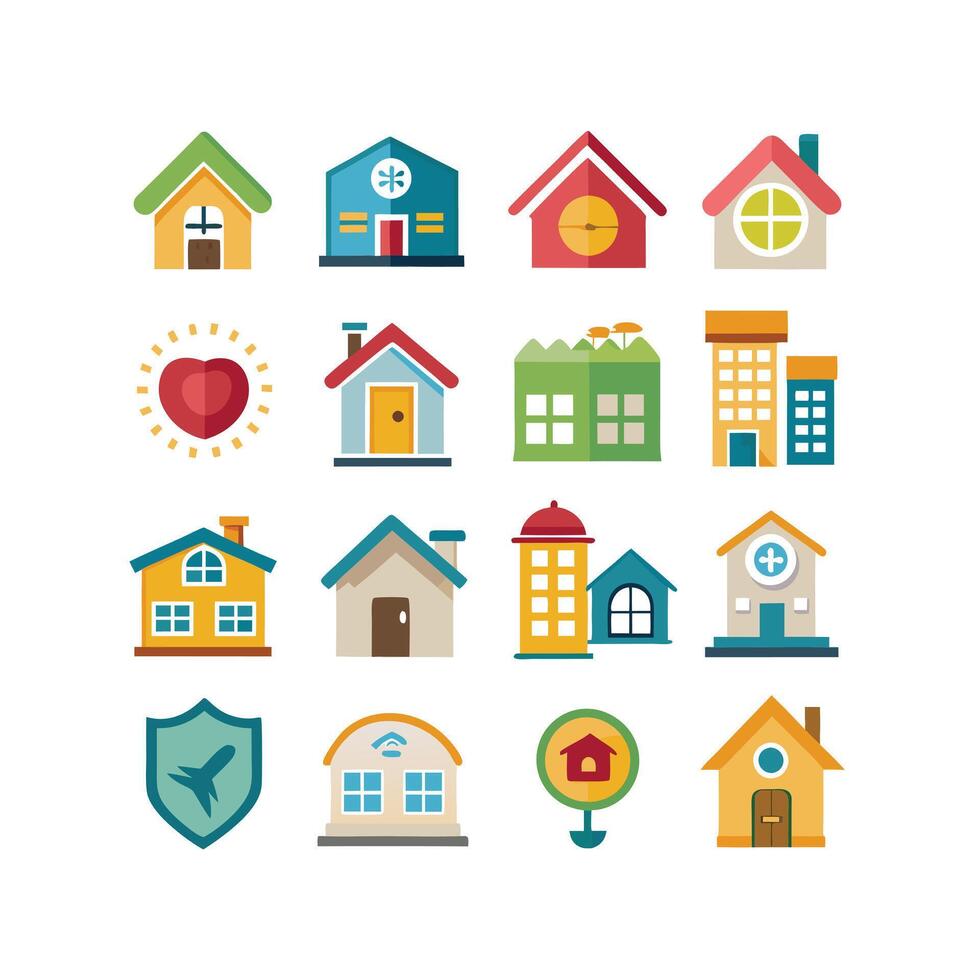 Home and Real Estate Icon Set Collection Illustration vector