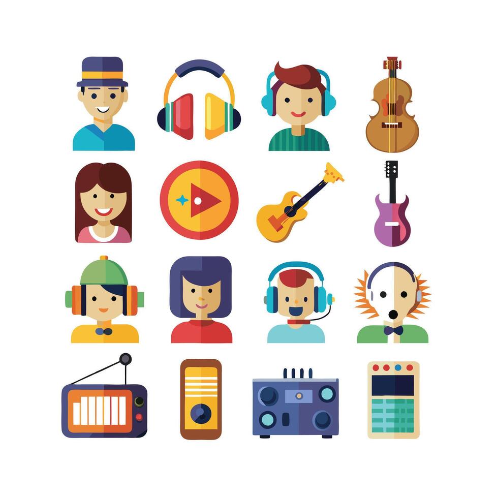 Music and Entertainment Icon Set Collection Illustration vector