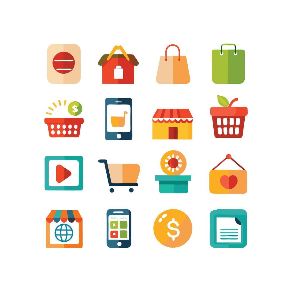 Retail and Shopping Icon Set Collection Illustration vector