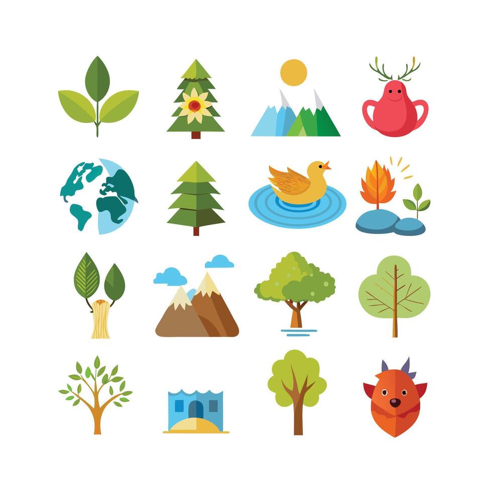 Nature Icon Set Collection Illustration vector