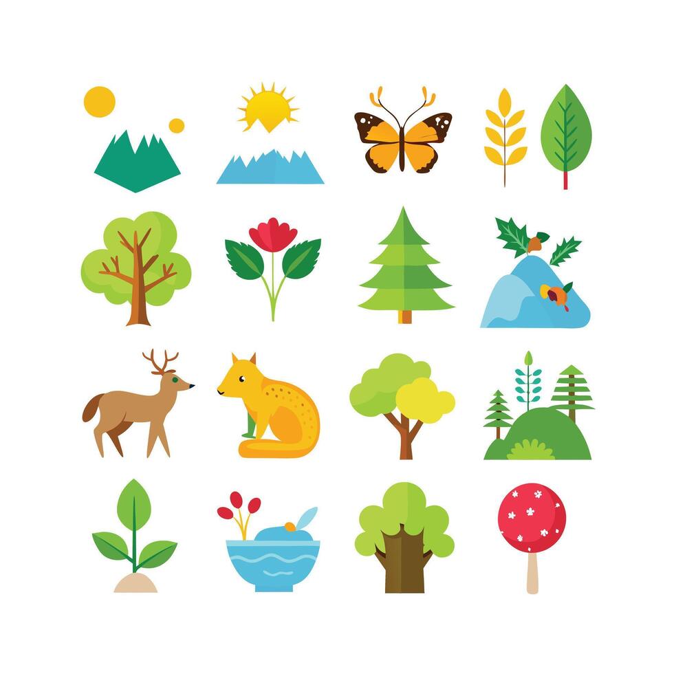 Nature Icon Set Collection Illustration vector