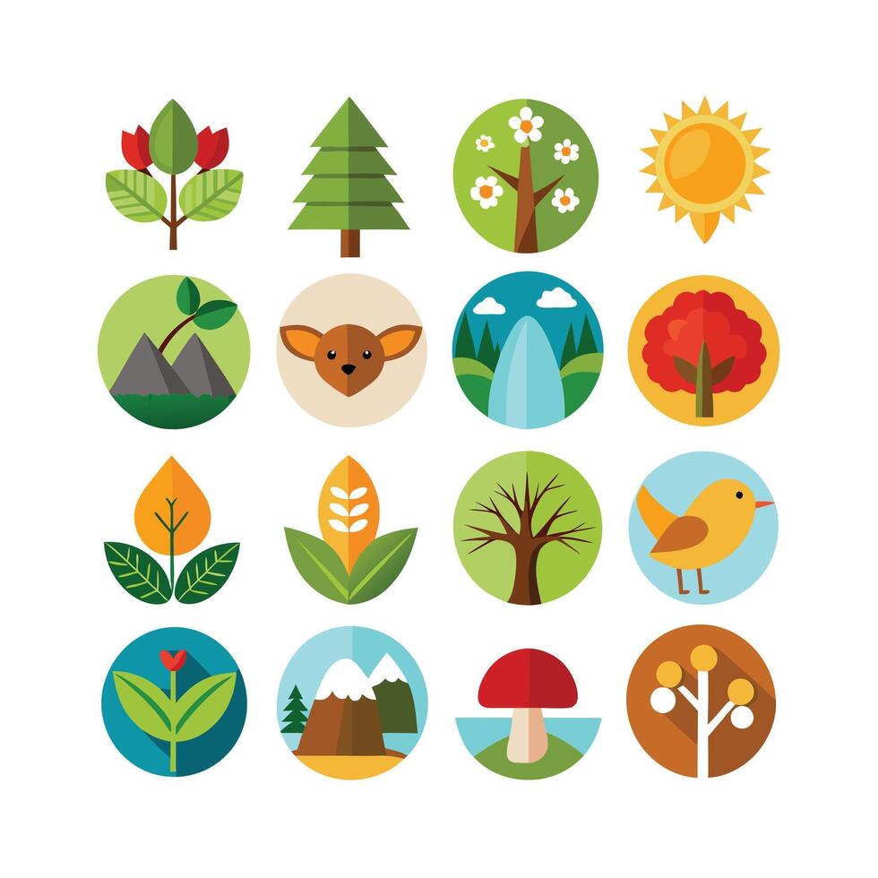 Nature Icon Set Collection Illustration vector