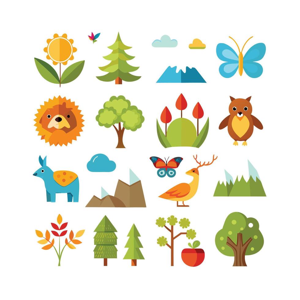 Nature Icon Set Collection Illustration vector