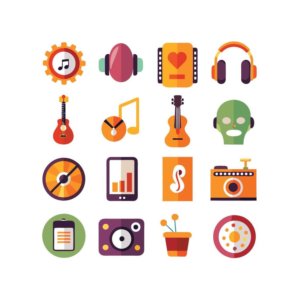 Music and Entertainment Icon Set Collection Illustration vector
