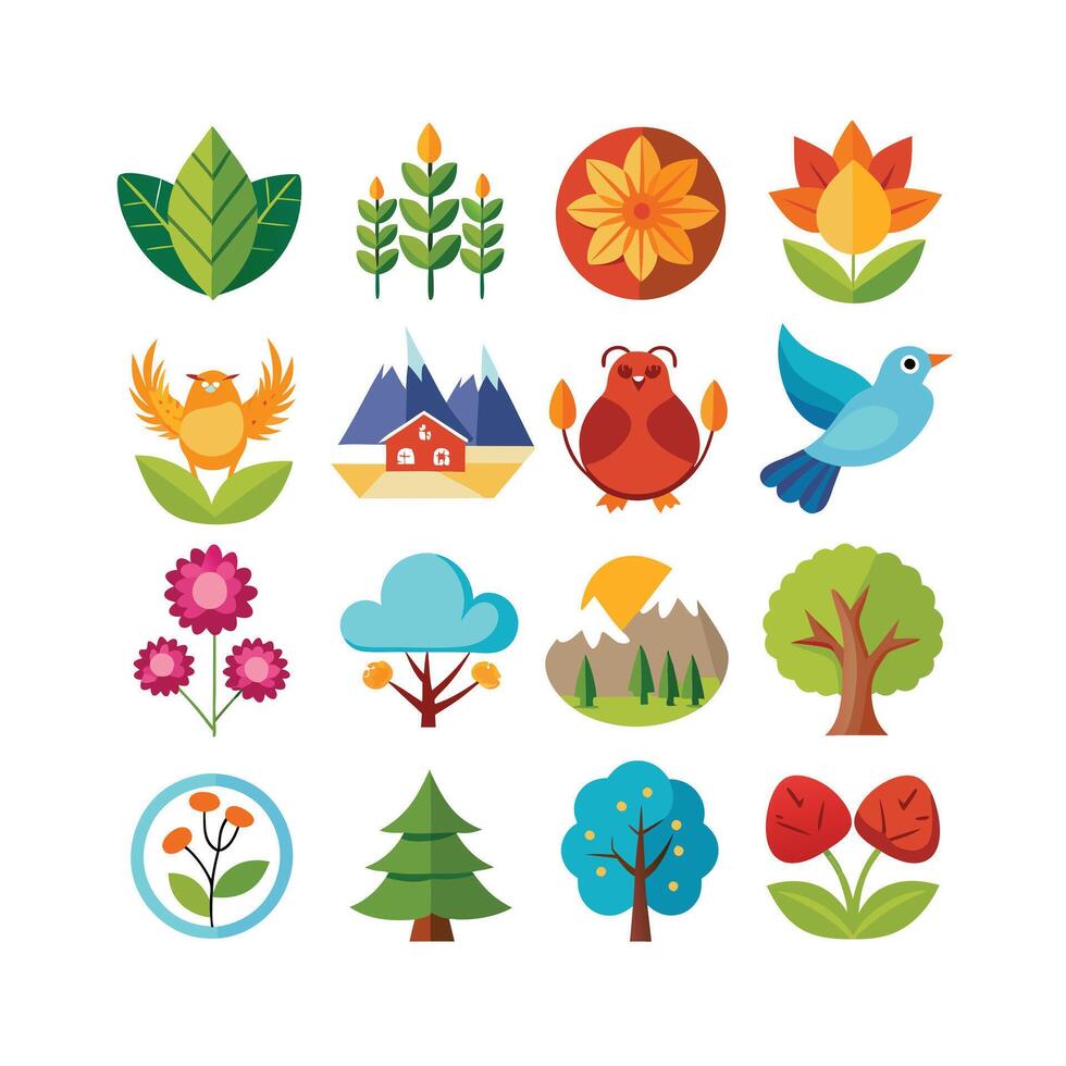 Nature Icon Set Collection Illustration vector
