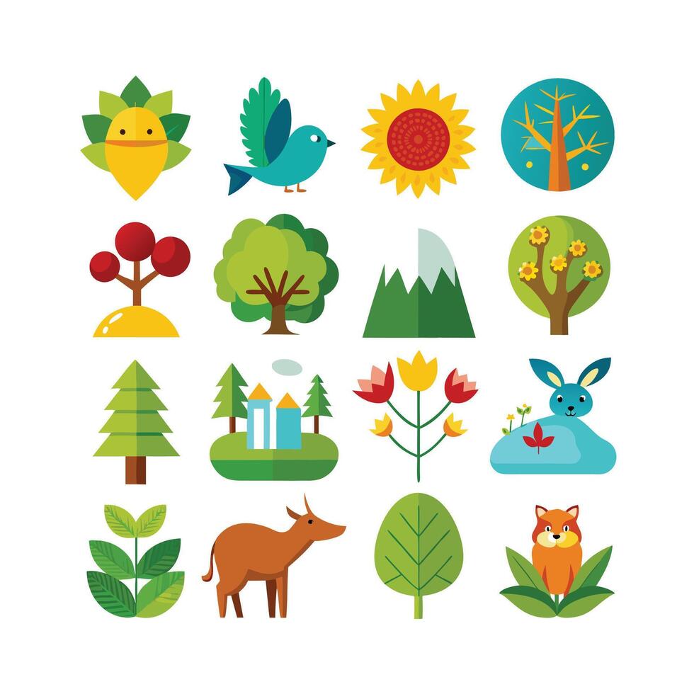 Nature Icon Set Collection Illustration vector