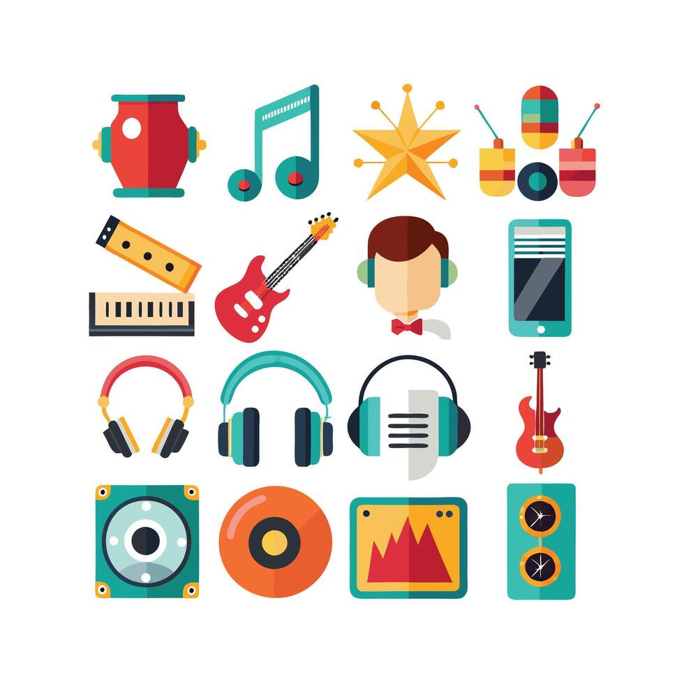 Music and Entertainment Icon Set Collection Illustration vector