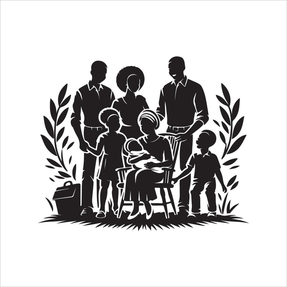 Family Reunions stock Children silhouettes playing outdoor stock illustration Family, vector