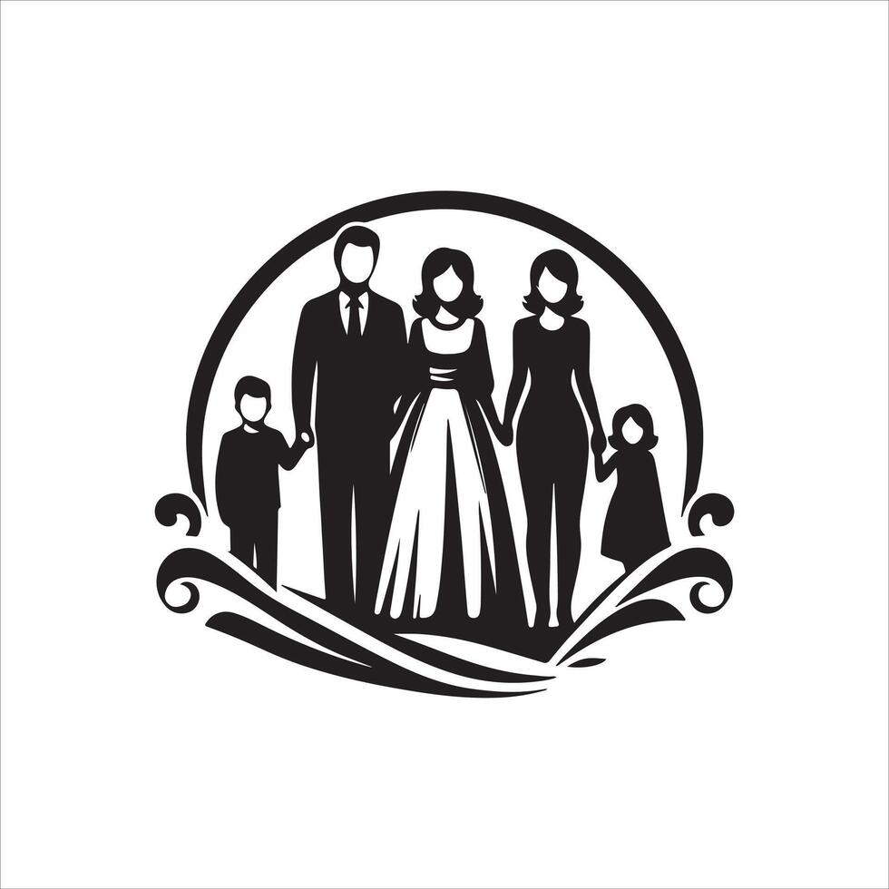 Family Reunions stock Children silhouettes playing outdoor stock illustration Family, vector