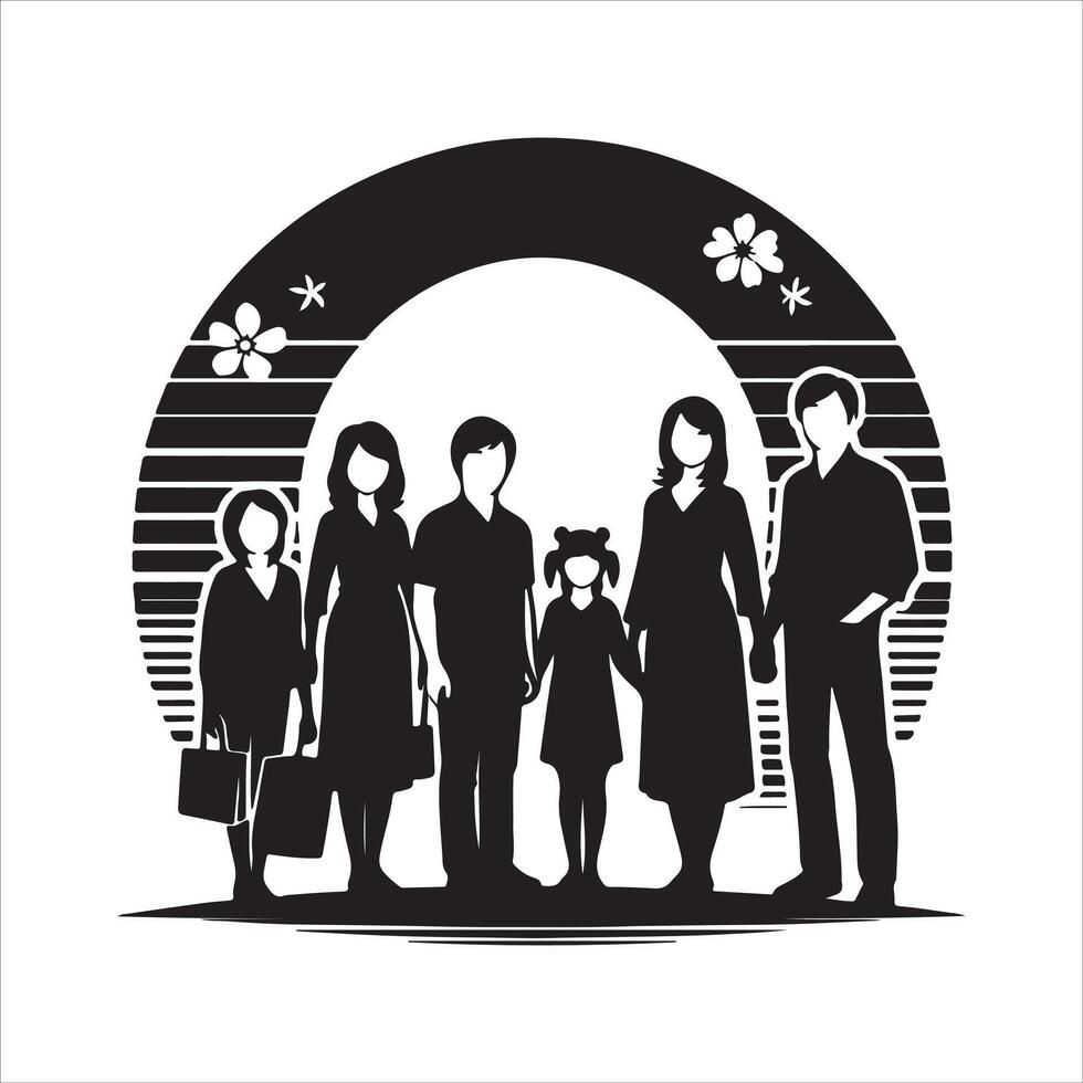Family Reunions stock Children silhouettes playing outdoor stock illustration Family, vector