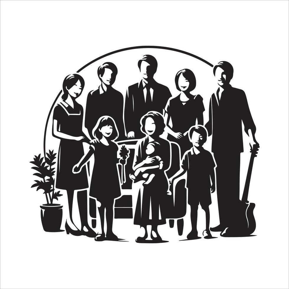 Family Reunions stock Children silhouettes playing outdoor stock illustration Family, vector