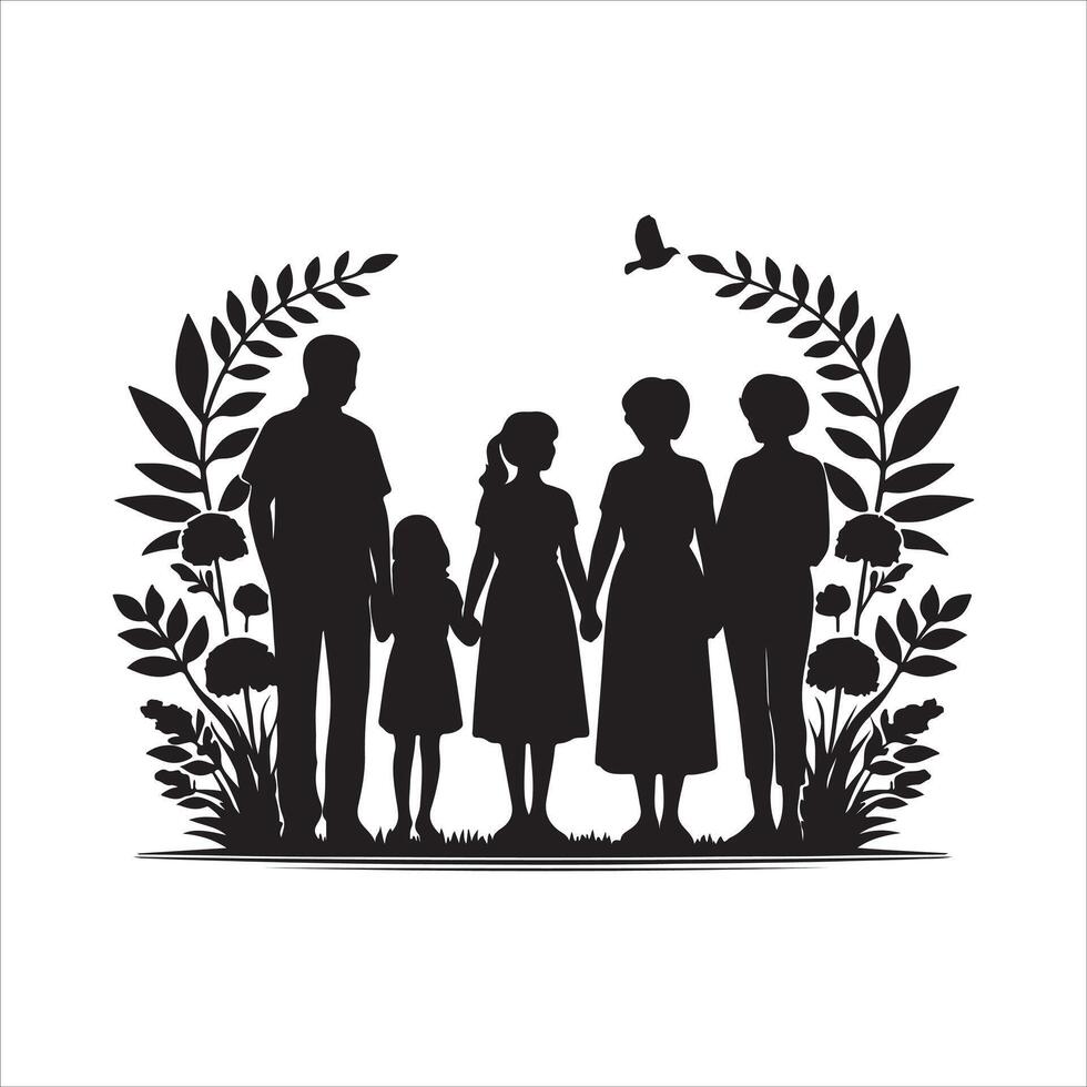 Family Reunions stock Children silhouettes playing outdoor stock illustration Family, vector