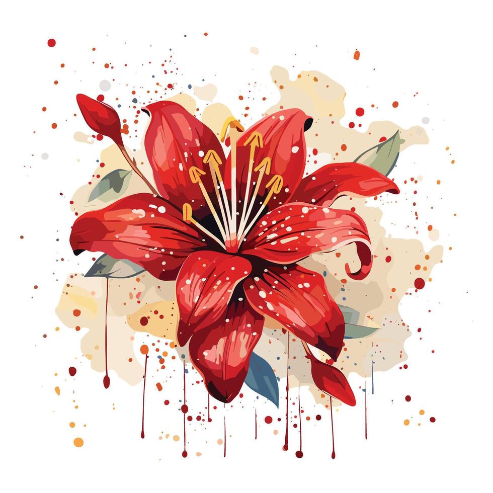 Lily floral watercolor vector