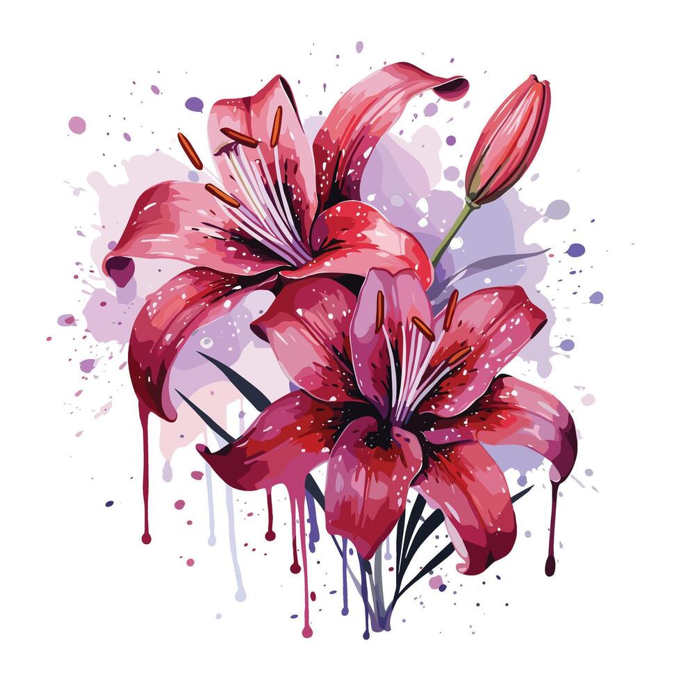 Lily floral watercolor vector