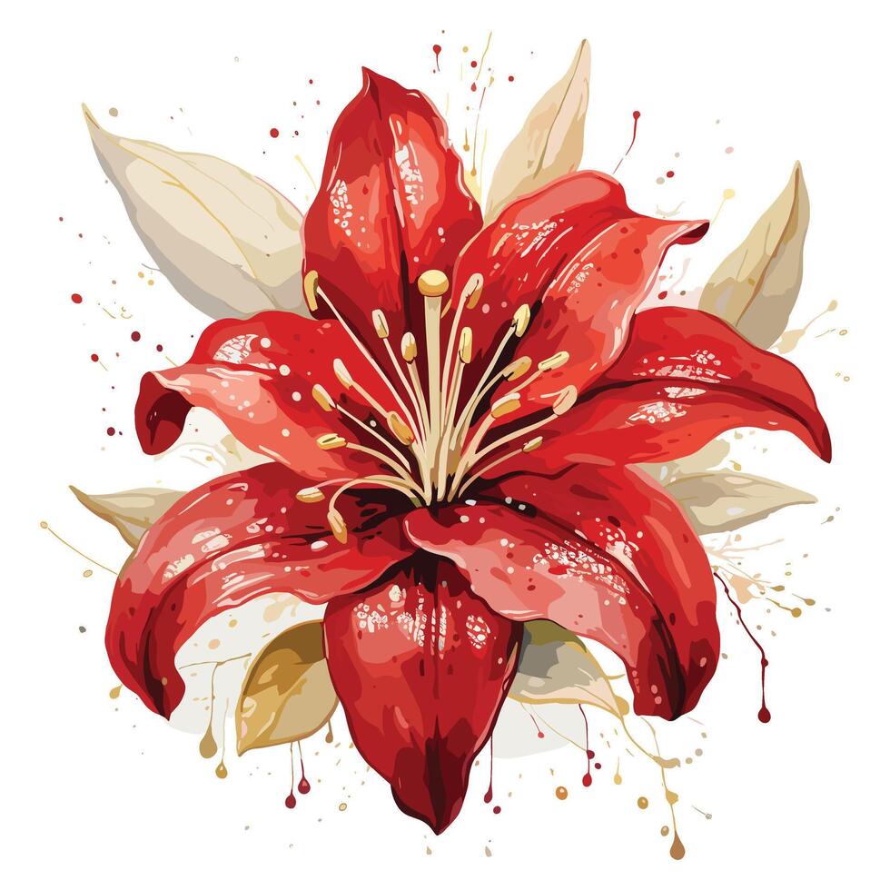 Lily floral watercolor vector