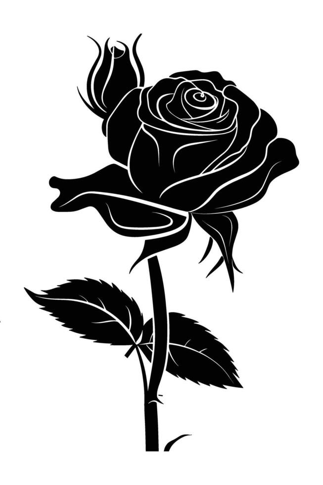 Rose Silhouette . vector