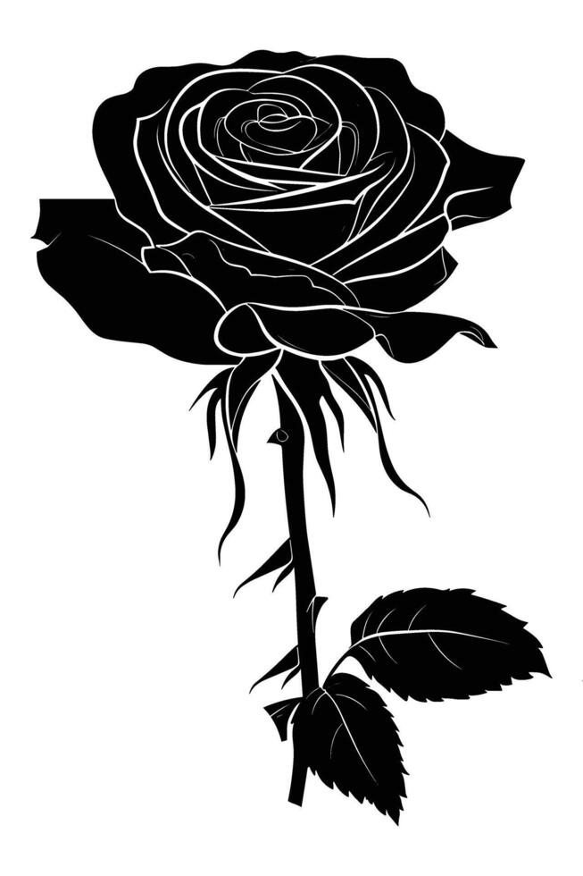 Rose Silhouette . vector