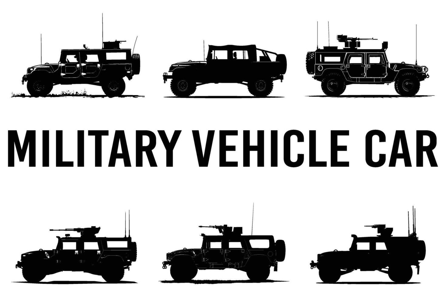Military Vehicle Car Silhouette . vector