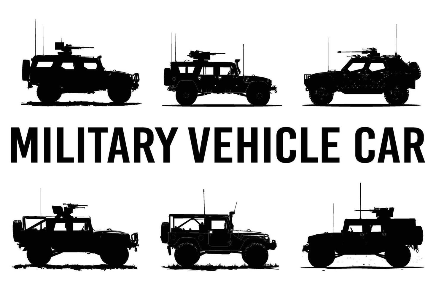 Military Vehicle Car Silhouette . vector