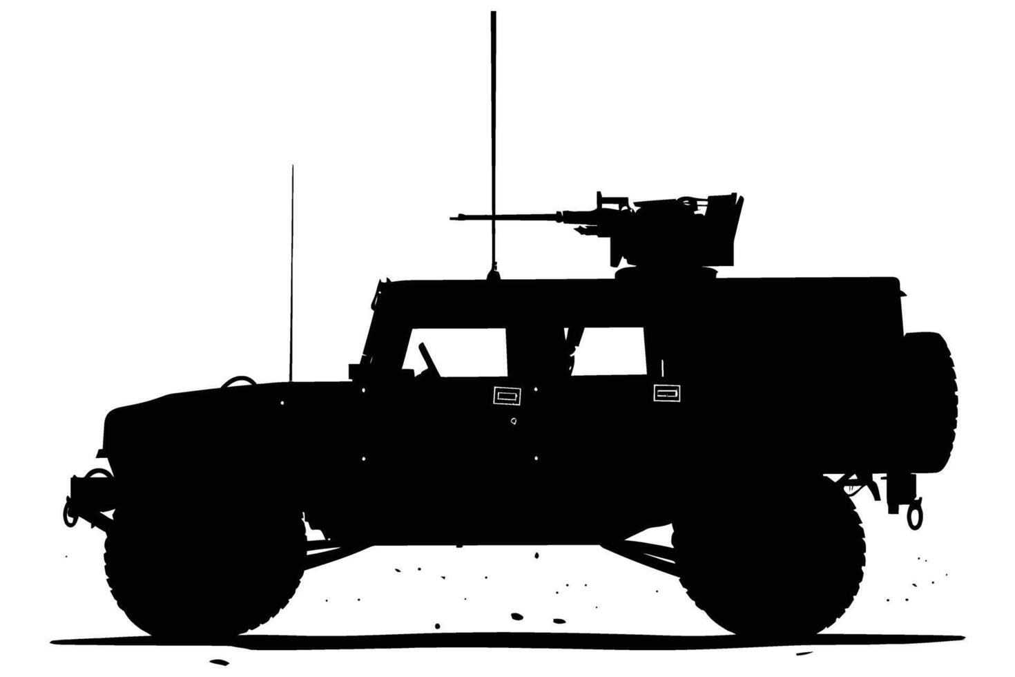 Military Vehicle Car Silhouette . vector