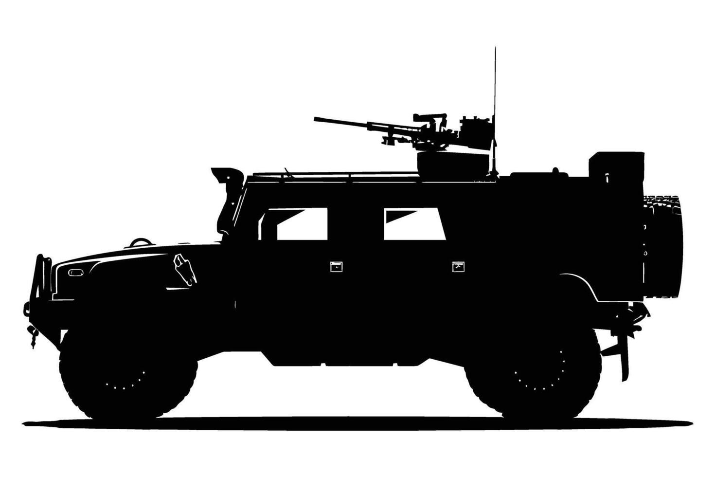 Military Vehicle Car Silhouette . vector