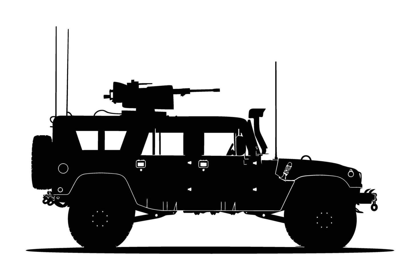 Military Vehicle Car Silhouette . vector
