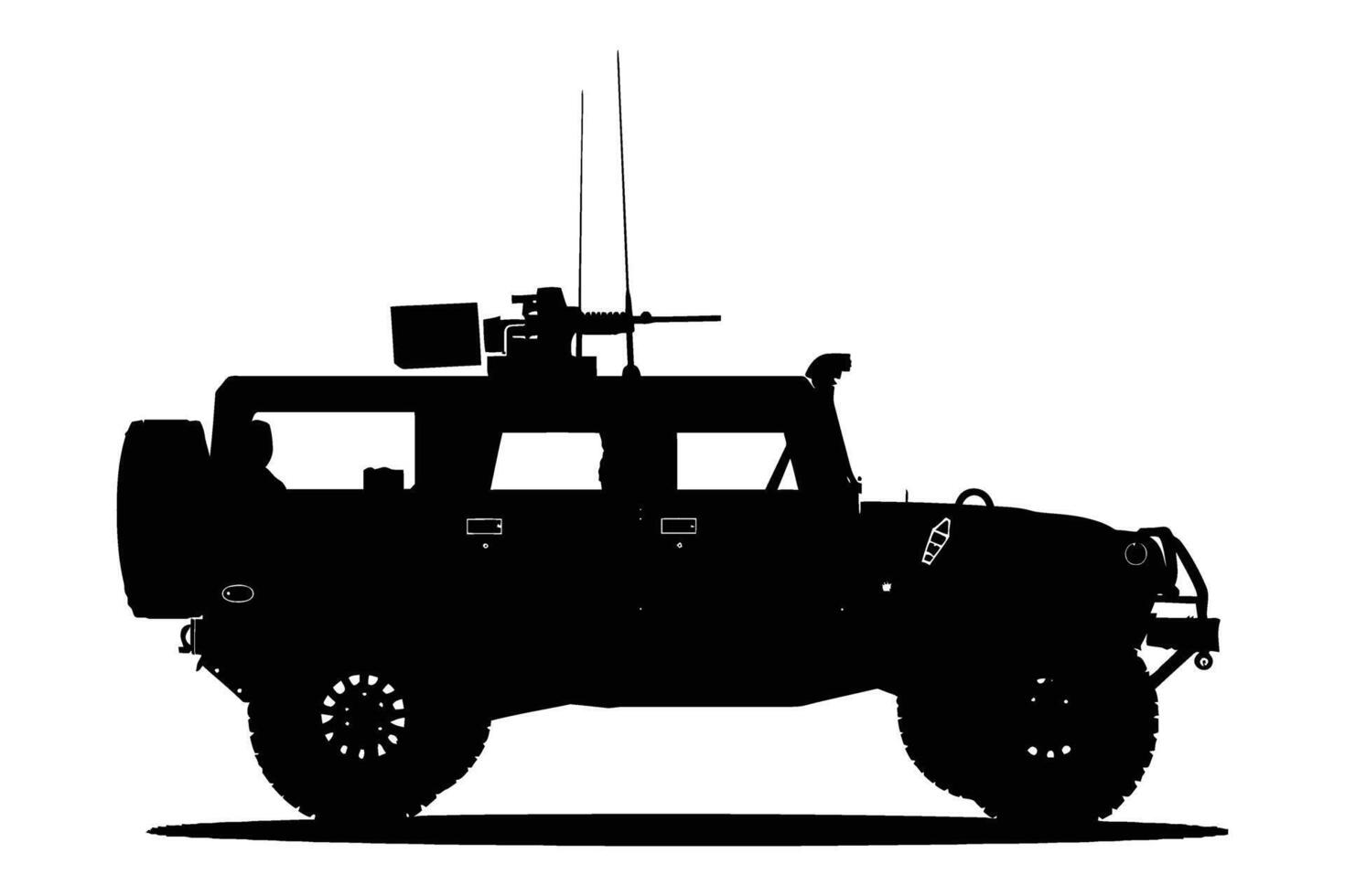 Military Vehicle Car Silhouette . vector