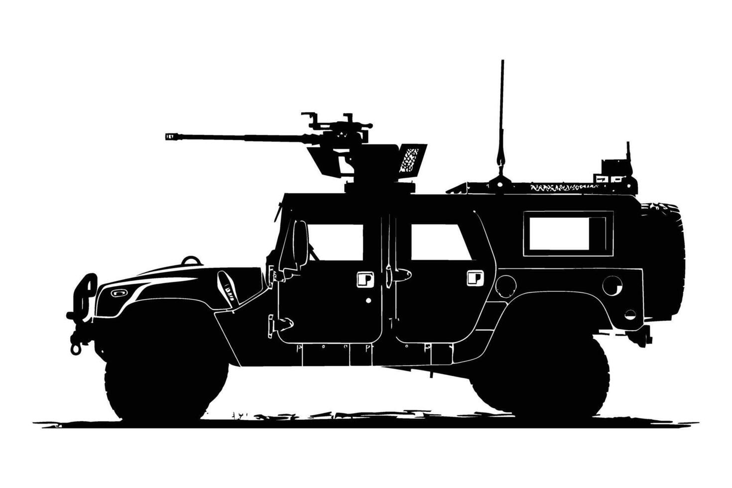 Military Vehicle Car Silhouette . vector