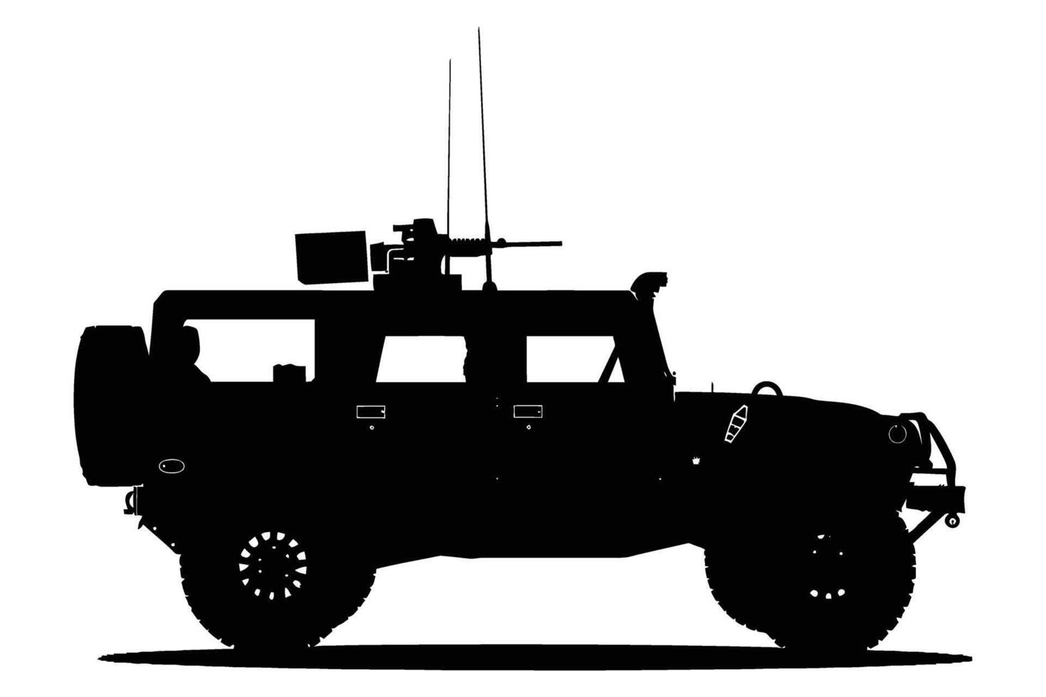 Military Vehicle Car Silhouette . vector