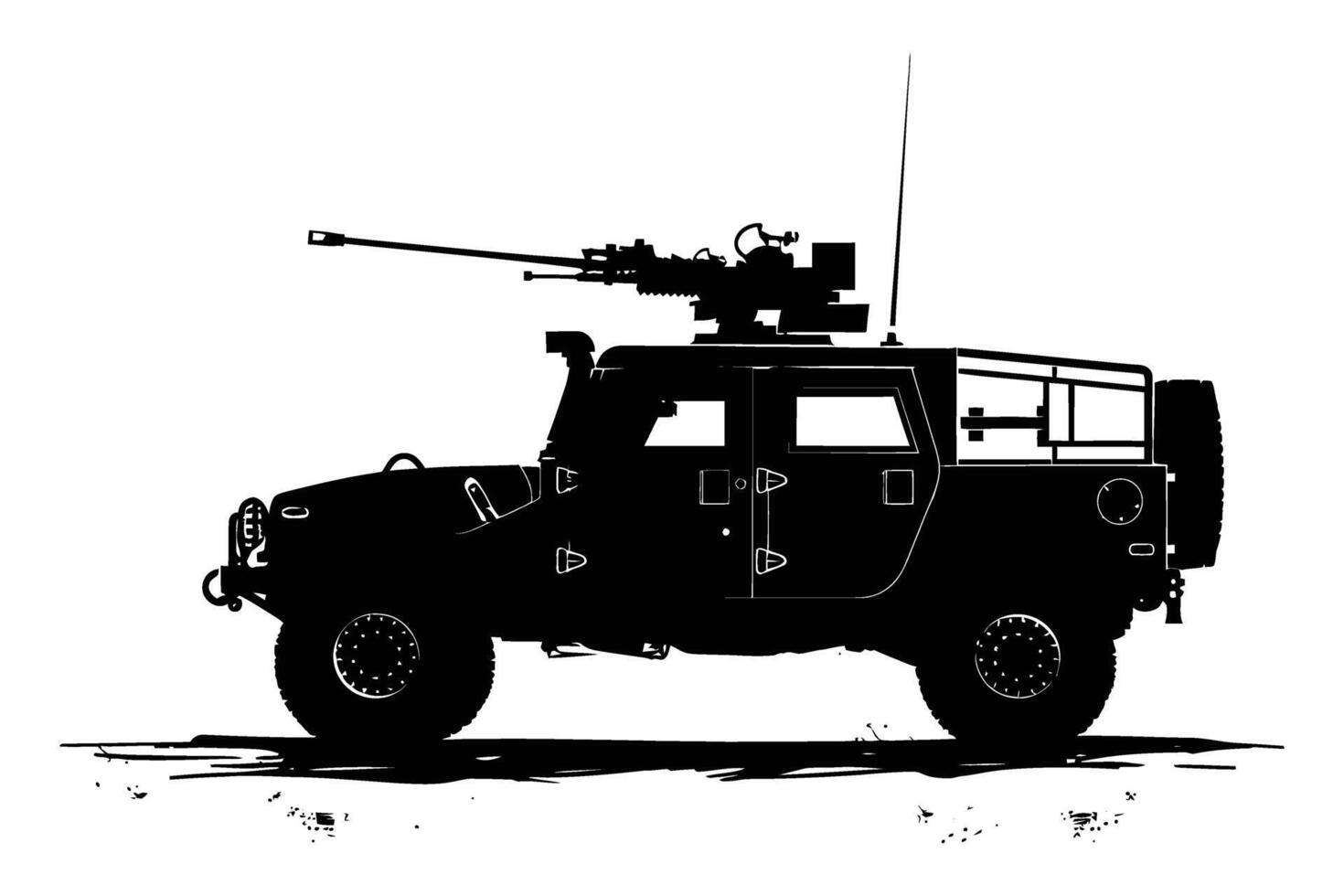 Military Vehicle Car Silhouette . vector
