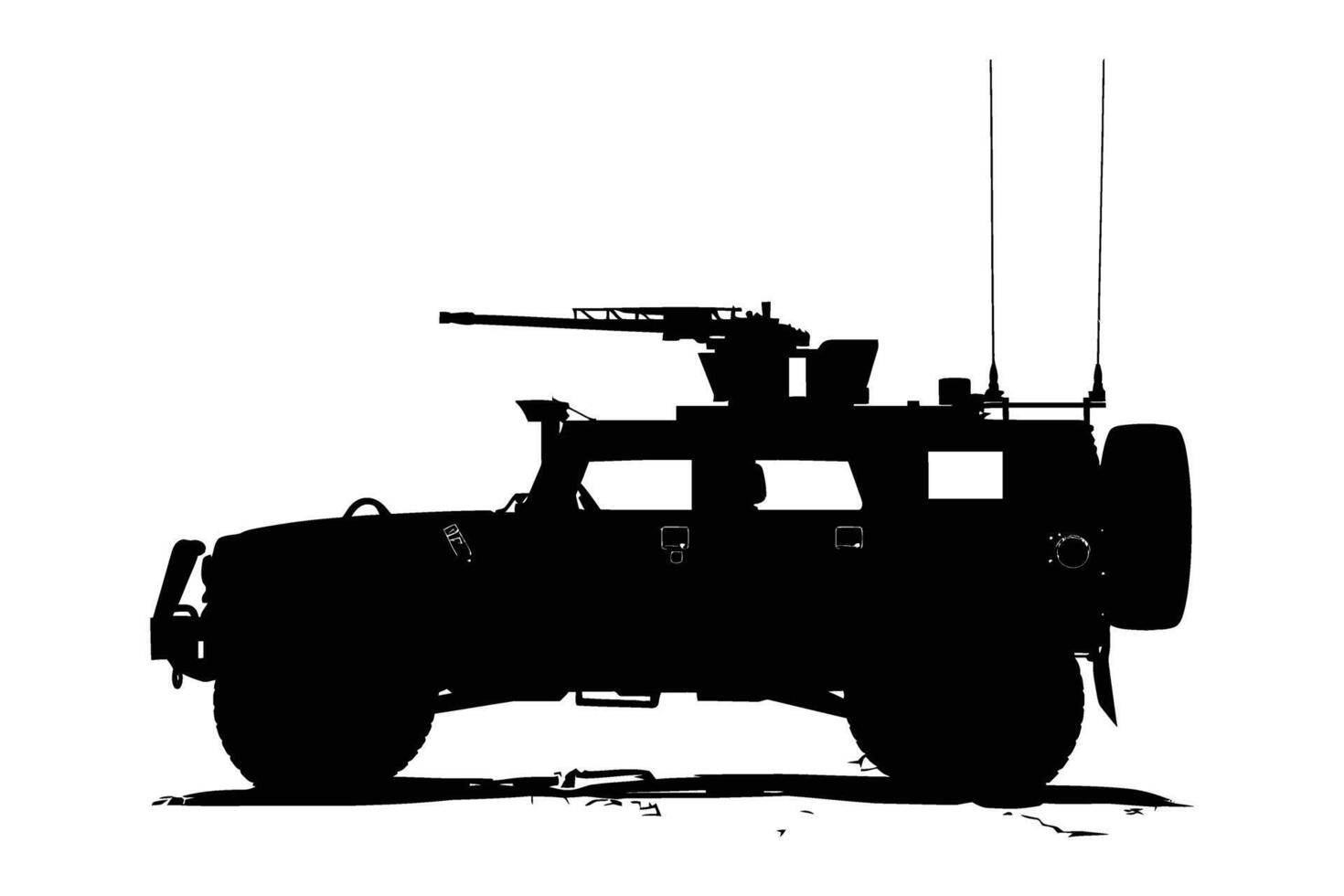 Military Vehicle Car Silhouette . vector