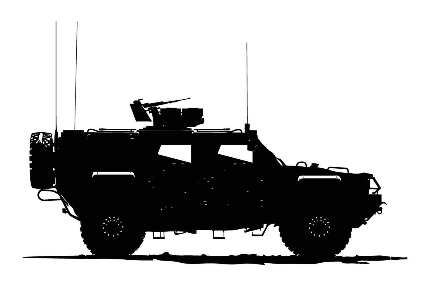 Military Vehicle Car Silhouette . vector