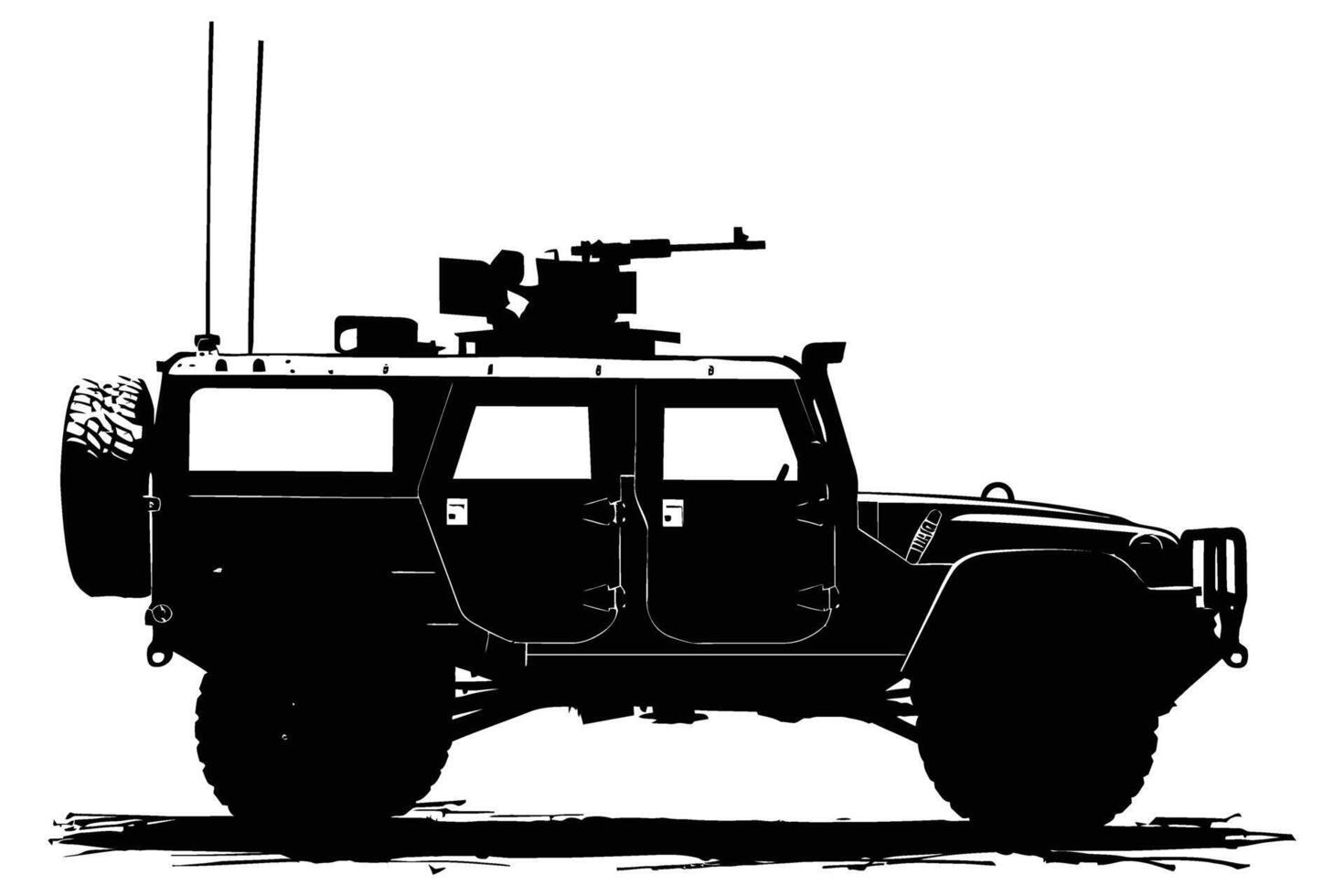 Military Vehicle Car Silhouette . vector