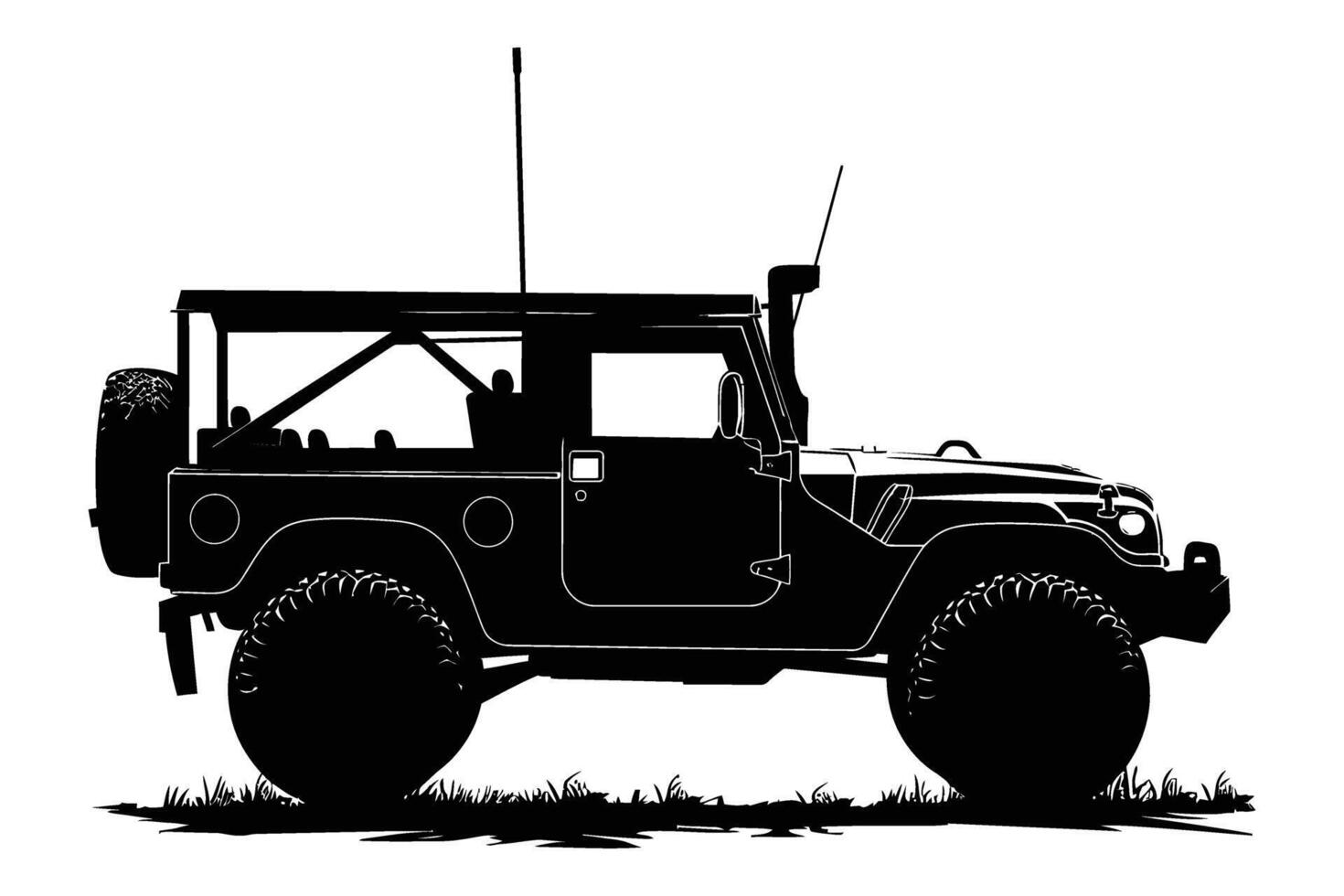 Military Vehicle Car Silhouette . vector