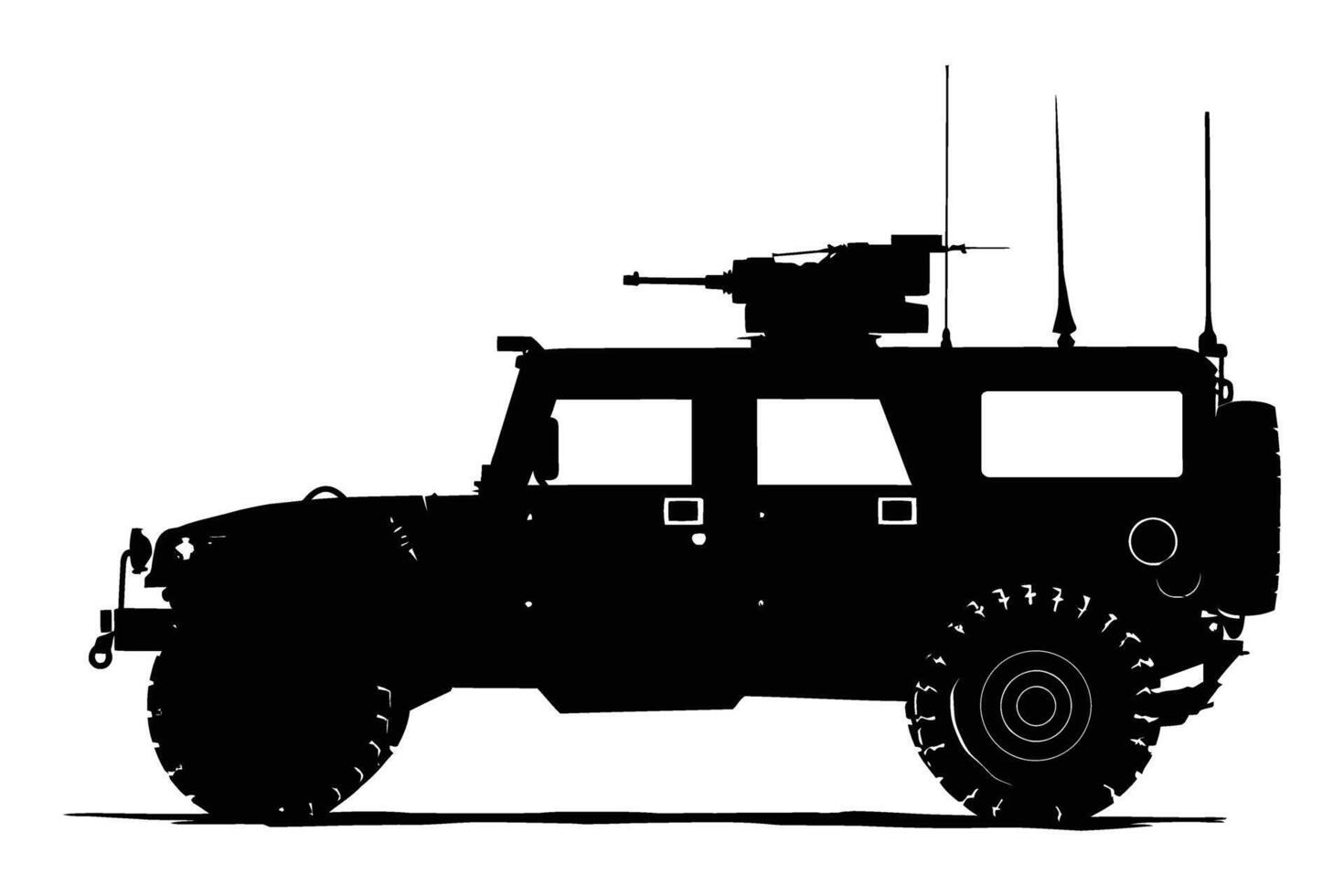 Military Vehicle Car Silhouette . vector