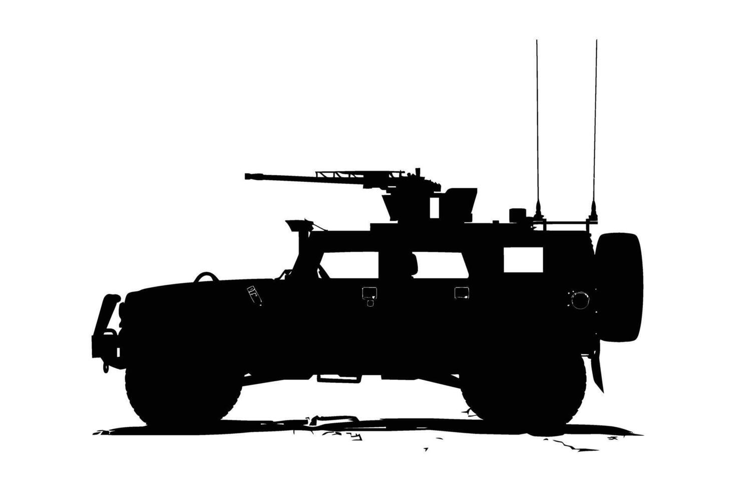 Military Vehicle Car Silhouette . vector