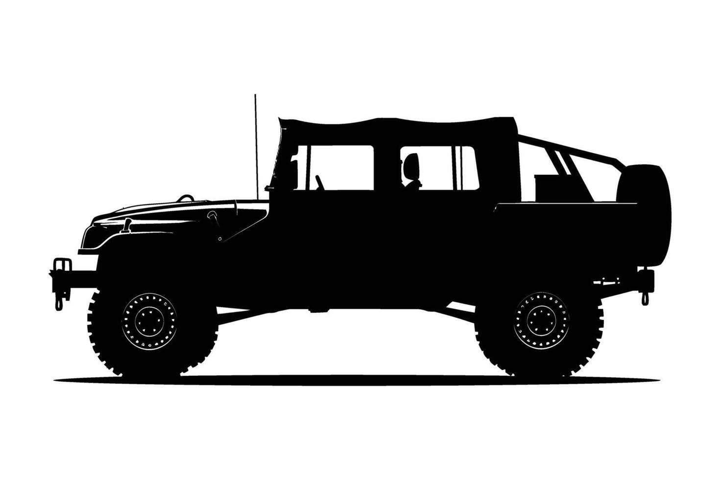 Military Vehicle Car Silhouette . vector