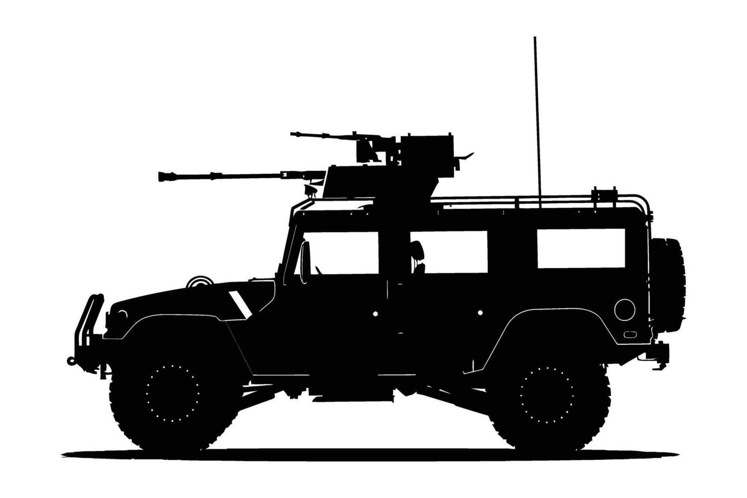Military Vehicle Car Silhouette . vector