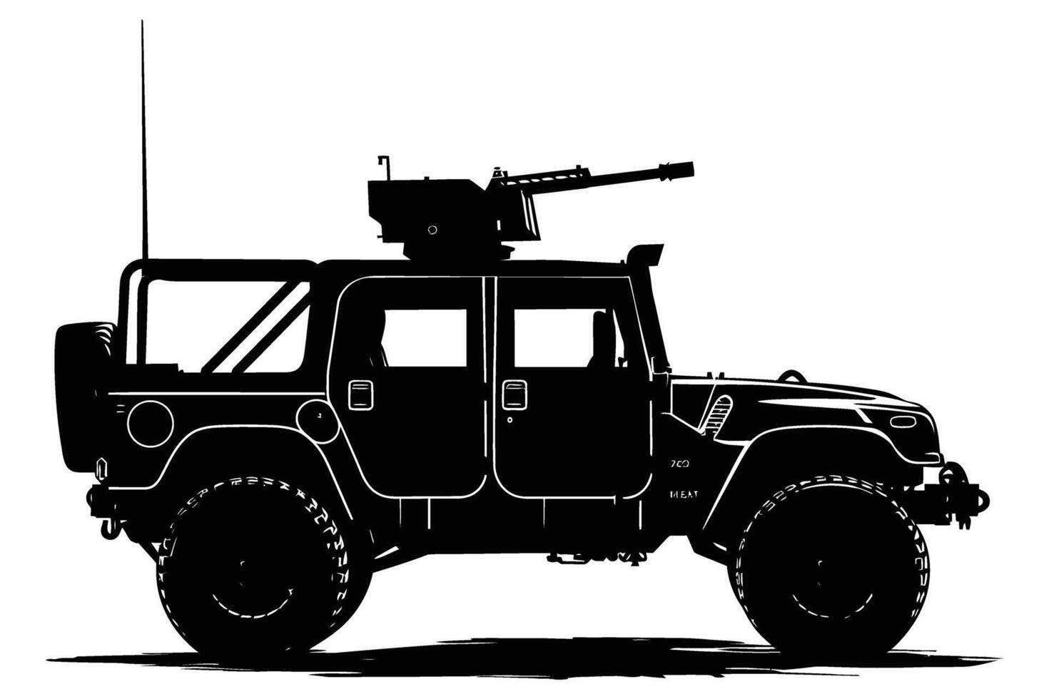 Military Vehicle Car Silhouette . vector
