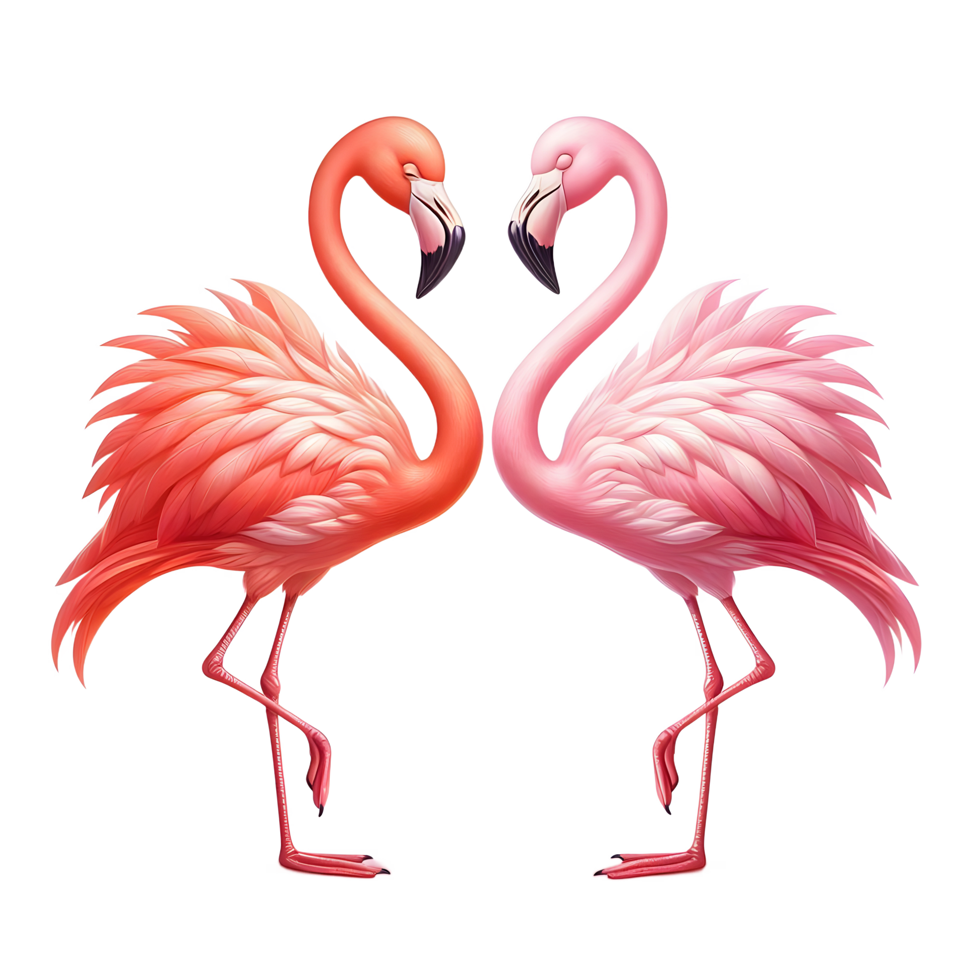 Flamingo Couple Making Heart Isolated on transparent Background with