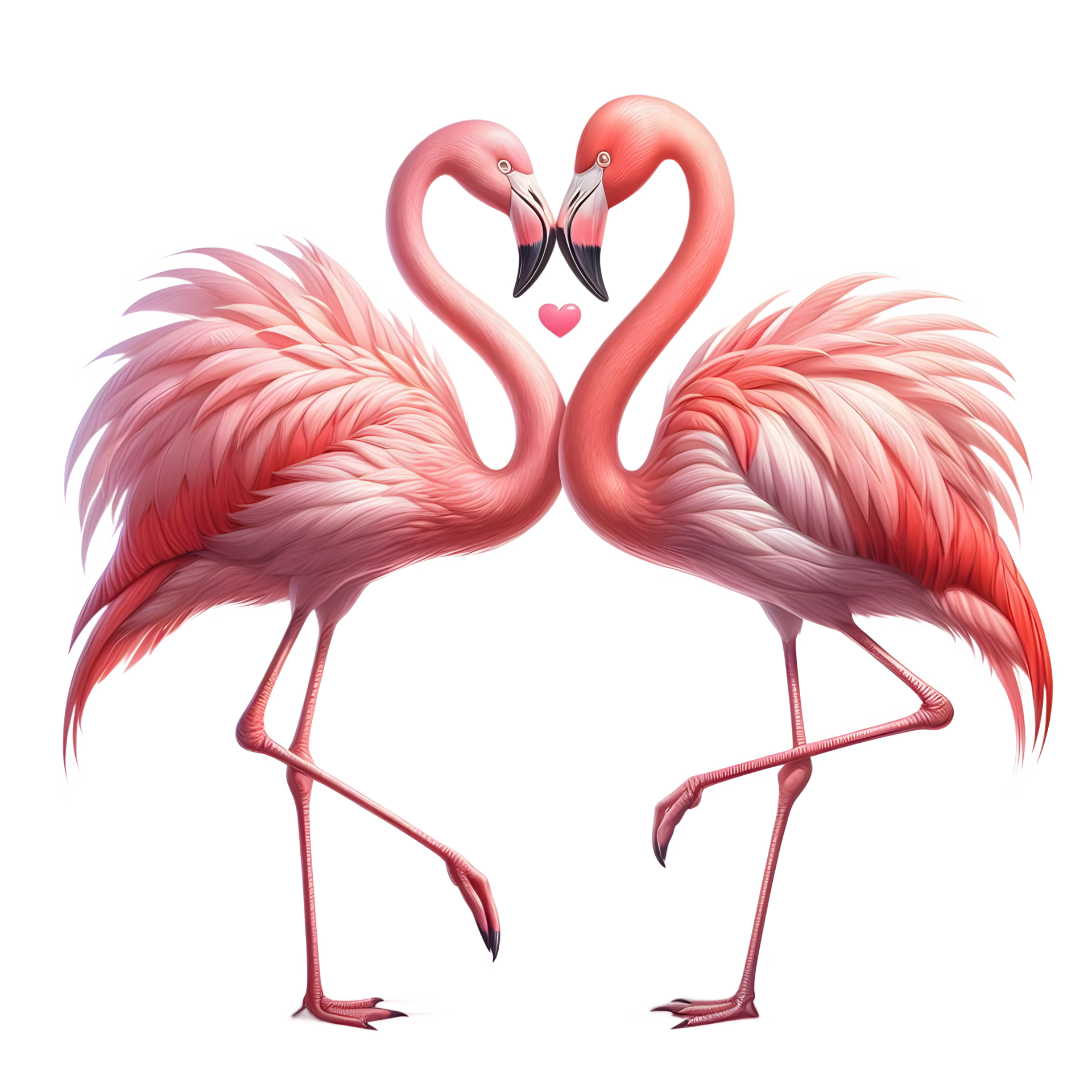 Flamingo Couple Making Heart Isolated on transparent Background with