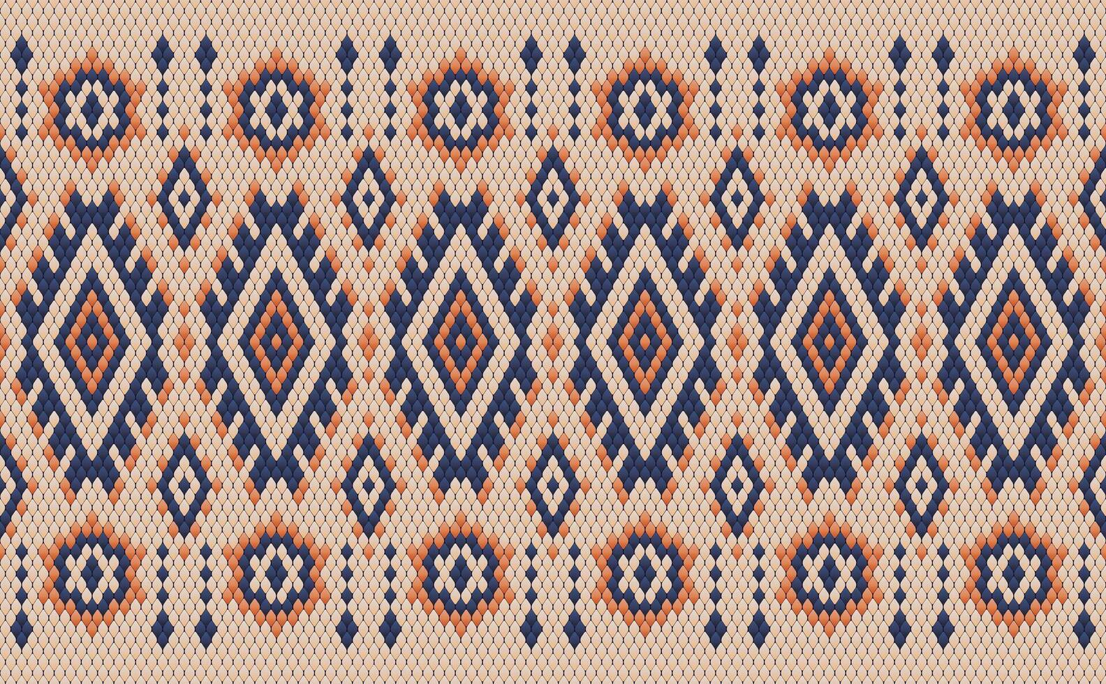 Knitted pattern seamless fabric orange color tone. traditional knitted pattern ethnic style. Designed for background ,wallpaper ,carpet ,clothing ,knitted pattern ,fabric ,pixel art ,textile vector