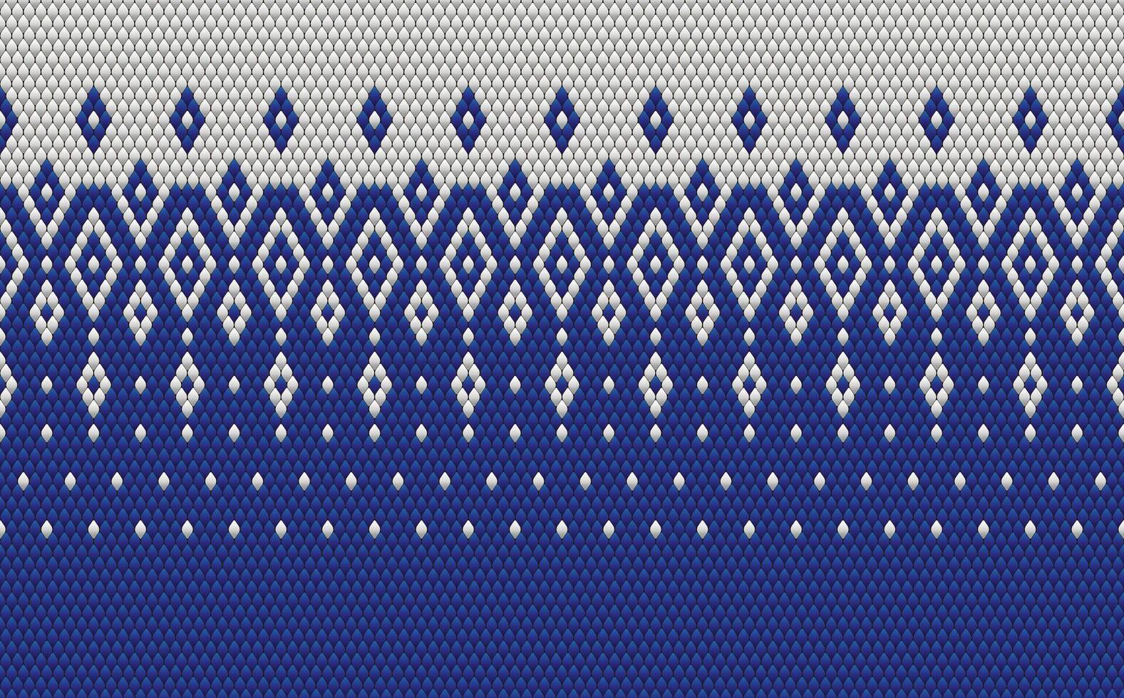 Knitted pattern seamless fabric blue color tone. traditional knitted pattern ethnic style. Designed for background ,wallpaper ,carpet ,clothing ,knitted pattern ,fabric ,pixel art ,textile vector